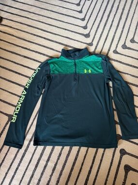 Under Armour Quarter-Zip with Neon Green Chest Panel